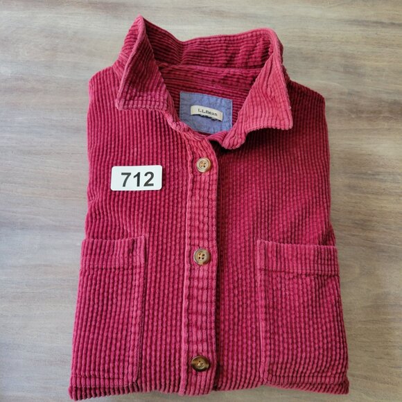 LL Bean Pink Corduroy Shirt Jacket Women’s Large Wide Wale Shacket - Picture 8 of 8